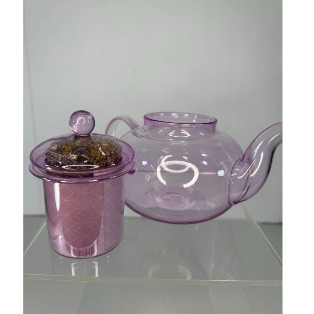 Purple Borosilicate Glass Teapot with Removable Glass Infuser & Lid - Picture 3 of 6